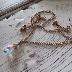Vintage Pear Shaped faceted Gem and Chain